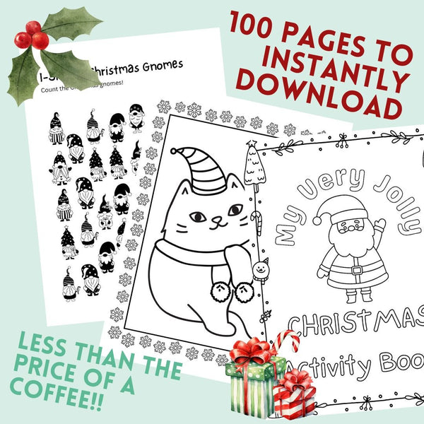 100 Pages of Christmas Activities - ShartrueseColouring Pages