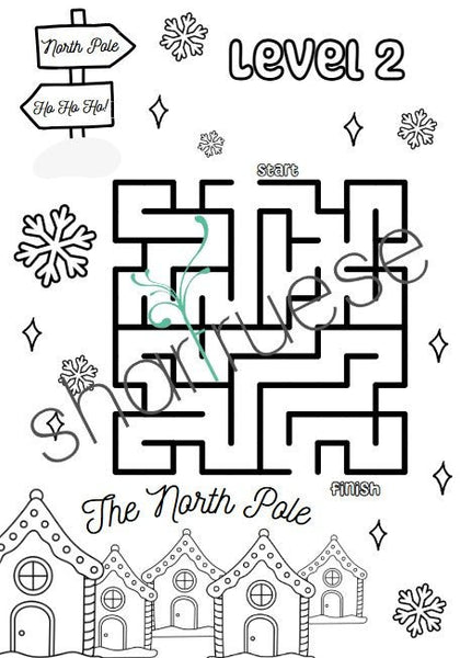 52 Pages of Christmas Maze Activity Pages - ShartrueseColouring Pages