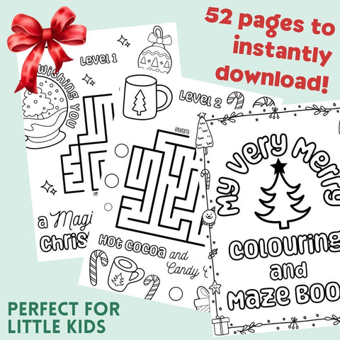 52 Pages of Christmas Maze Activity Pages - ShartrueseColouring Pages