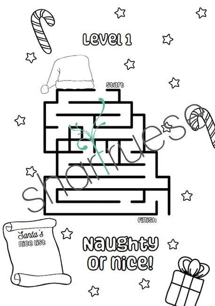 52 Pages of Christmas Maze Activity Pages - ShartrueseColouring Pages