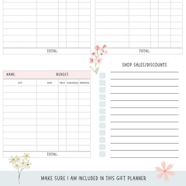 Christmas Gift Planner Bundle Instant Download - ShartrueseWeekly Meal Planner Digital