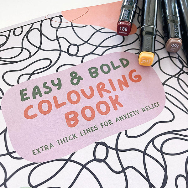 Easy & Bold Colouring Book: Extra Thick Lines for Anxiety Relief - ShartrueseColouring Book