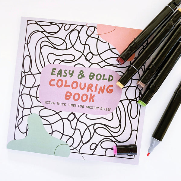 Easy & Bold Colouring Book: Extra Thick Lines for Anxiety Relief - ShartrueseColouring Book