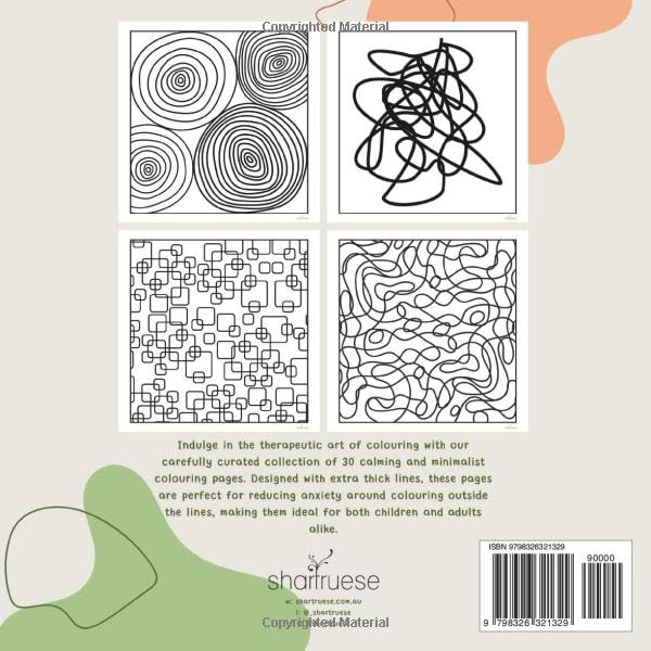 Easy & Bold Colouring Book: Extra Thick Lines for Anxiety Relief - ShartrueseColouring Book