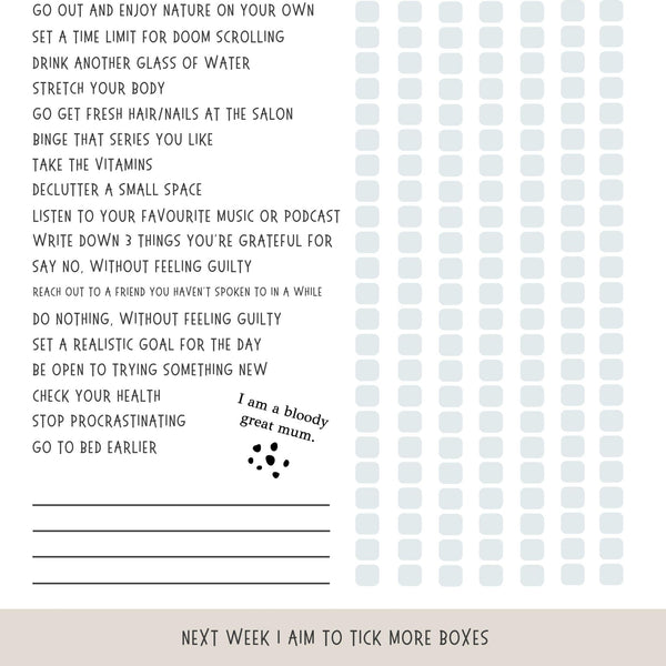 Weekly Self-Care Checklist Printable - ShartrueseWeekly Meal Planner Digital